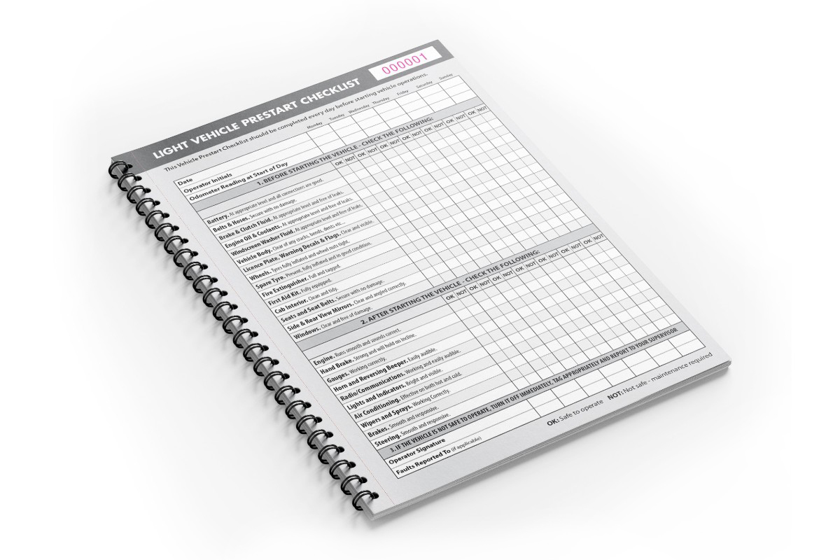 Light Vehicle Pre-Start Checklist Book 1 Light Vehicle Pre-Start Checklist Book