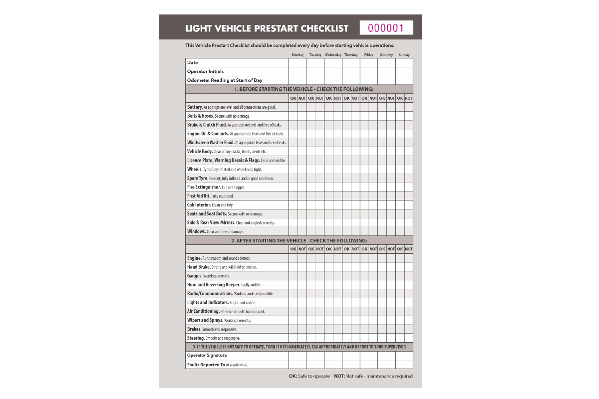 Light Vehicle Pre-Start Checklist Book 2 Light Vehicle Pre-Start Checklist Book - Image 2