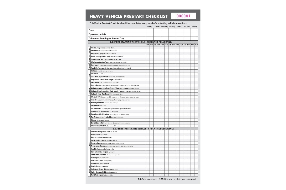 Heavy Vehicle Pre-Start Checklist Book 2 Heavy Vehicle Pre-Start Checklist Book - Image 2