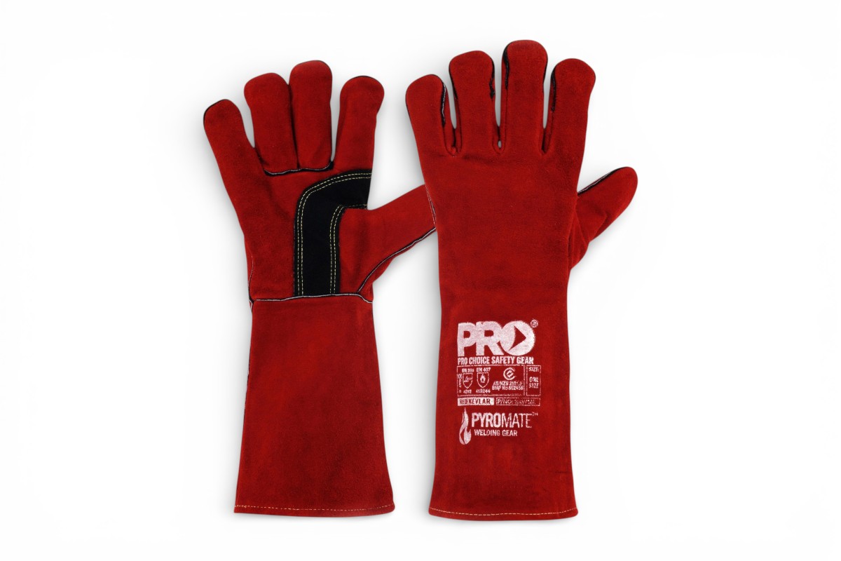 Leather Welding Gauntlet Red Kevlar 1 Leather Welding Gauntlet Red Kevlar