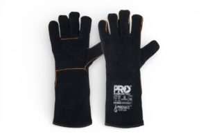 Leather Welding Gauntlet Black & Gold